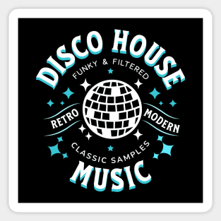 DISCO HOUSE  - Retro Modern Disco Ball (White/blue) Sticker